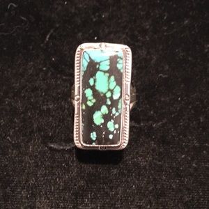 Sterling Silver Rectangle Turquoise Ring